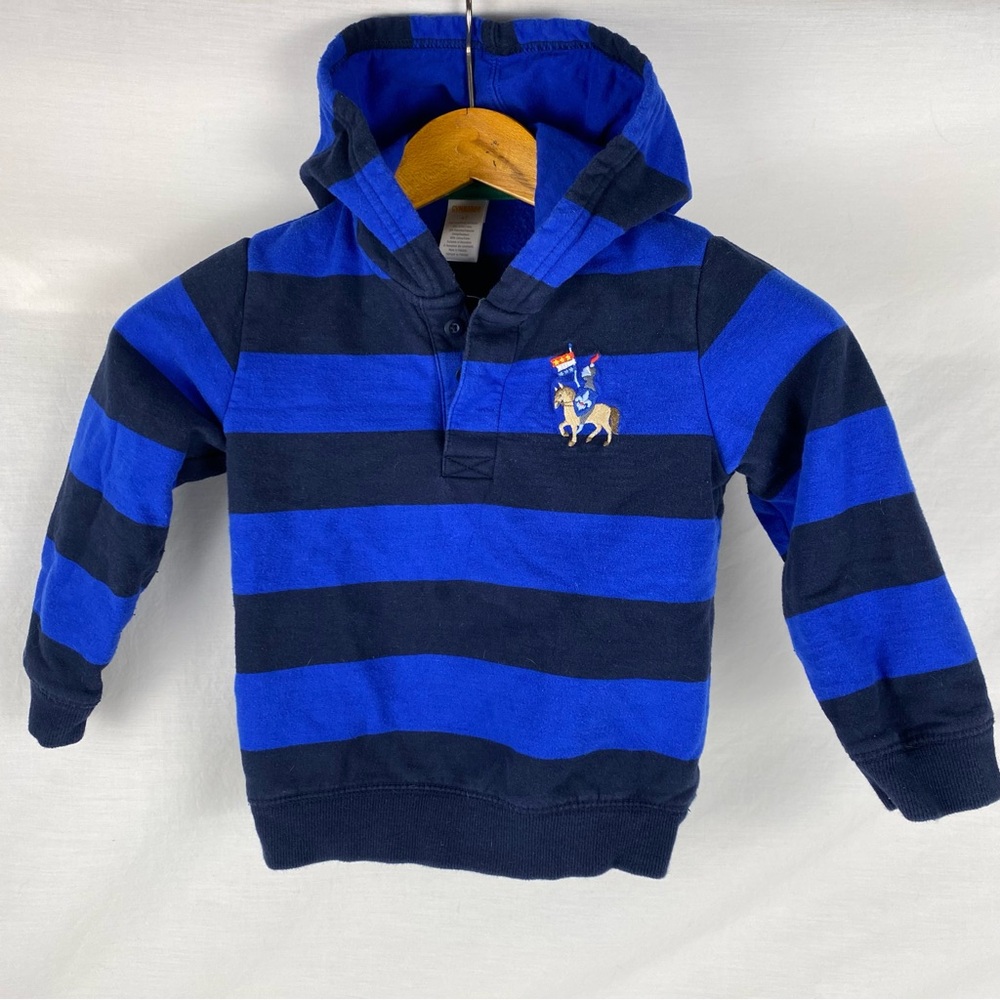 Gymboree Striped Hoodie Sweater Toddler 4T Blue Knight Crest